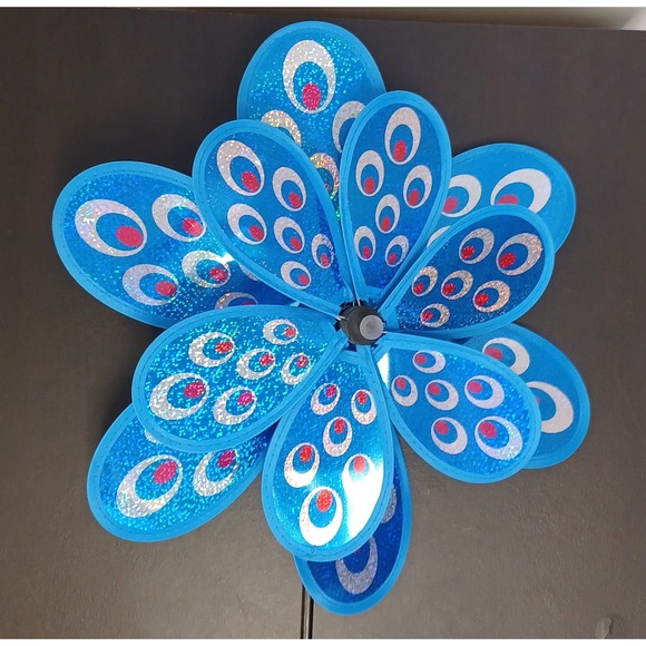 Yard Spinner NEW 3D LARGE Double Petal Wind with Stake Flower is 15 Inches Wide! - Picture 6 of 10